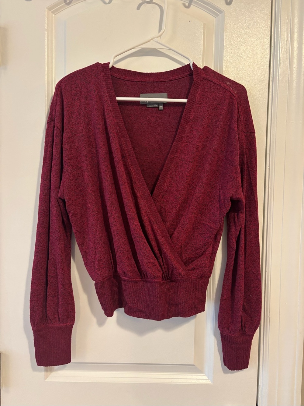 Anthropologie Wrap-Front Sweater in Deep Wine